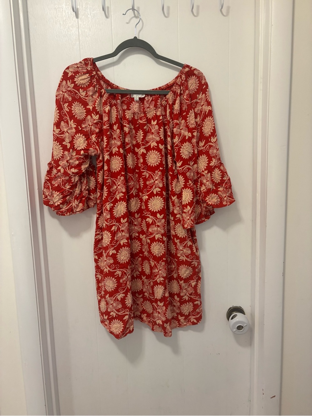 Umgee Red Tunic with Cream Floral Print